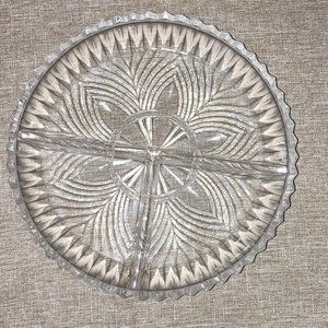 VINTAGE 7" ROUND CRYSTAL SERVING DISH